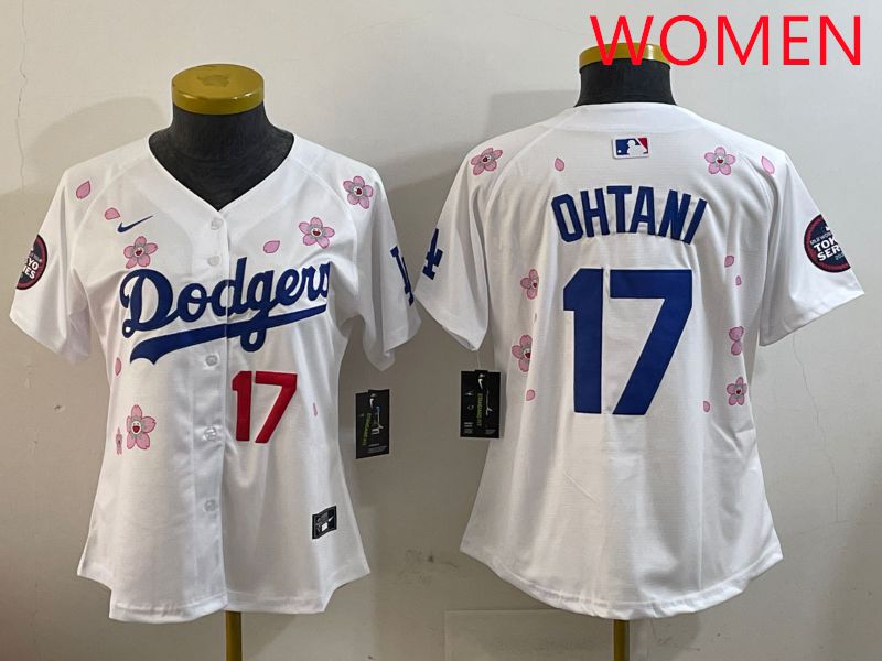 Women Los Angeles Dodgers #17 Ohtani White Sakura Edition 2025 Nike MLB Jersey style 7